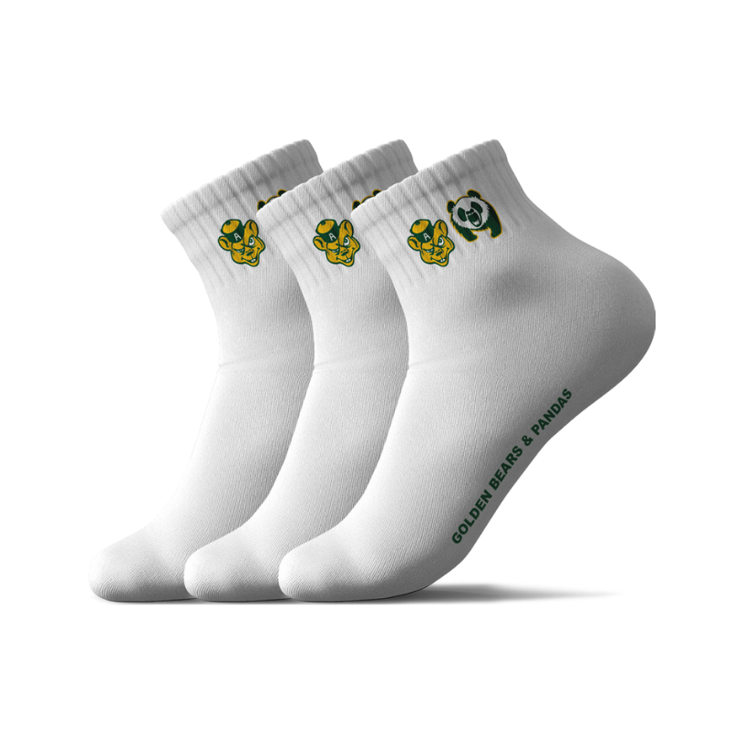 3 pairs of knit ankle socks, with Golden Bears & Pandas logos